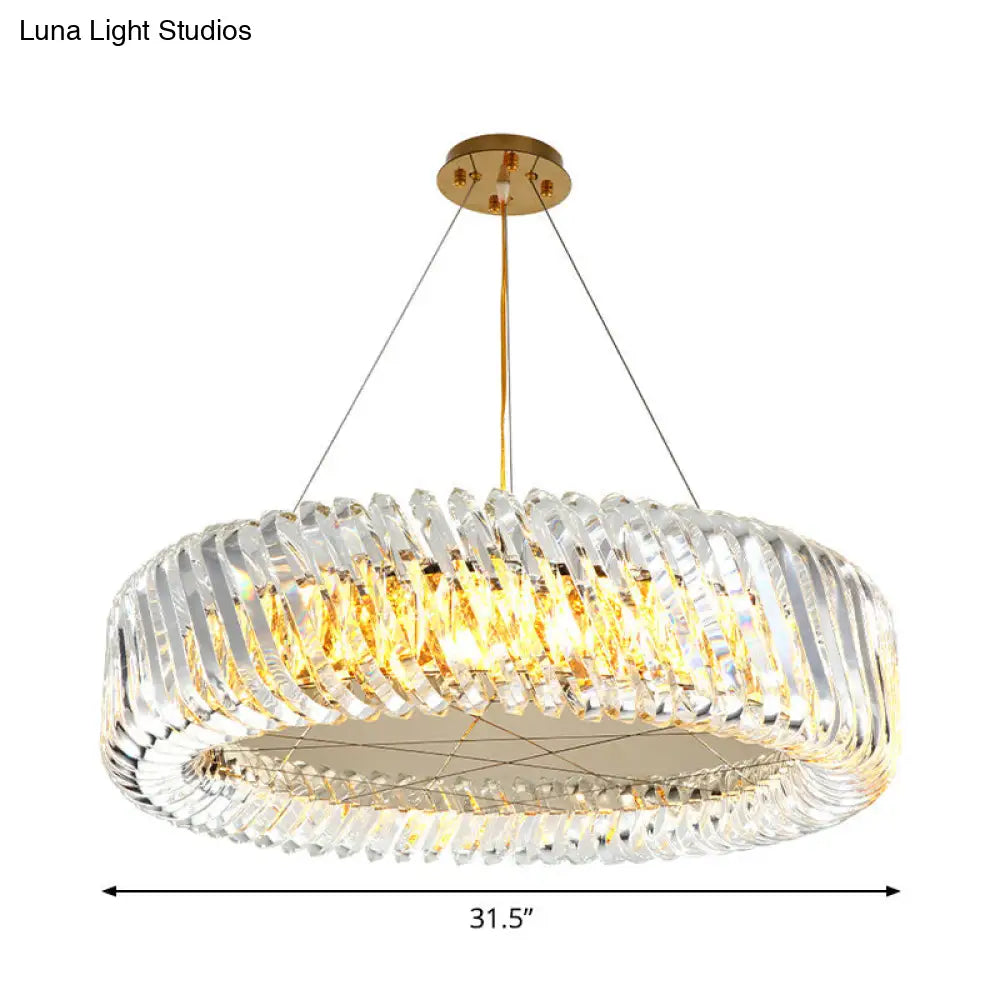 Minimalist K9 Crystal Chandelier Pendant Light Fixture - Available In 4/8/12 Lights Gold