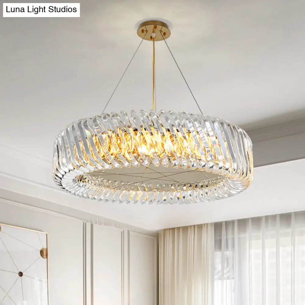 Minimalist K9 Crystal Chandelier Pendant Light Fixture - Available In 4/8/12 Lights Gold