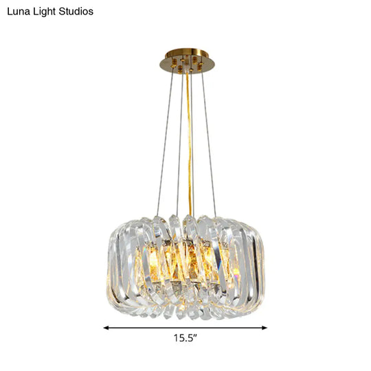 Minimalist K9 Crystal Chandelier Pendant Light Fixture - Available In 4/8/12 Lights Gold