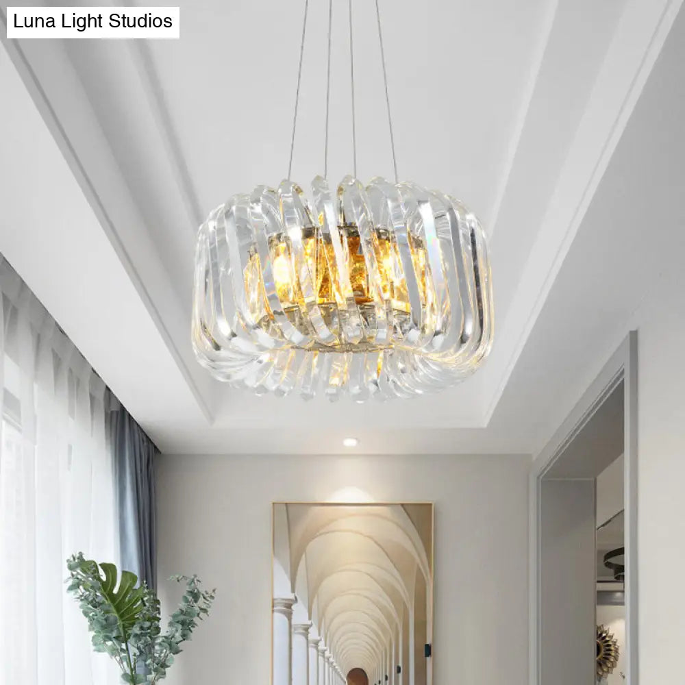 Minimalist K9 Crystal Chandelier Pendant Light Fixture - Available In 4/8/12 Lights Gold 4 /