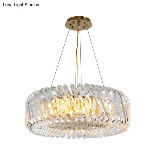 Minimalist K9 Crystal Chandelier Pendant Light Fixture - Available In 4/8/12 Lights Gold