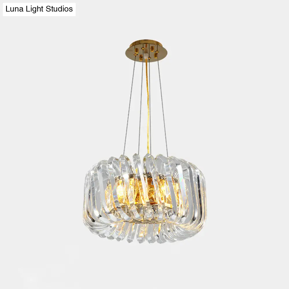 Minimalist K9 Crystal Chandelier Pendant Light Fixture - Available In 4/8/12 Lights Gold