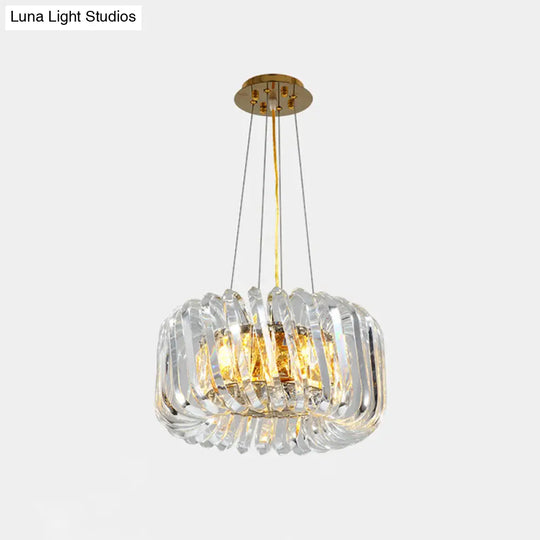 Minimalist K9 Crystal Chandelier Pendant Light Fixture - Available In 4/8/12 Lights Gold