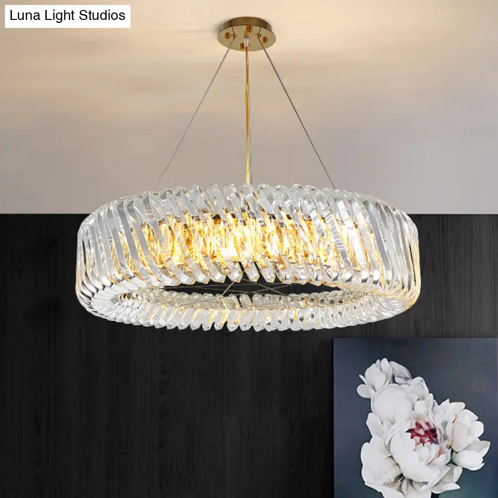 Minimalist K9 Crystal Chandelier Pendant Light Fixture - Available In 4/8/12 Lights Gold