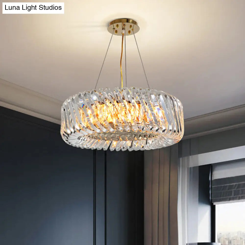 Minimalist K9 Crystal Chandelier Pendant Light Fixture - Available In 4/8/12 Lights Gold