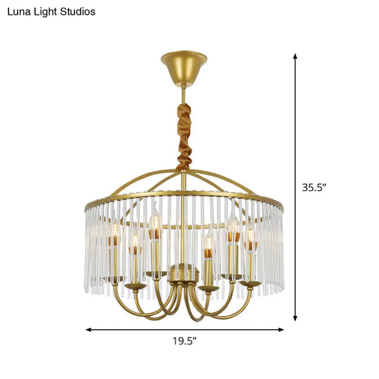 Minimalist 6-Head Clear Crystal Chandelier With Elegant Candlestick Design - Ceiling Suspension Lamp