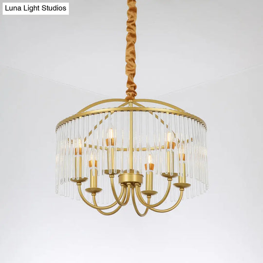 Minimalist 6-Head Clear Crystal Chandelier With Elegant Candlestick Design - Ceiling Suspension Lamp