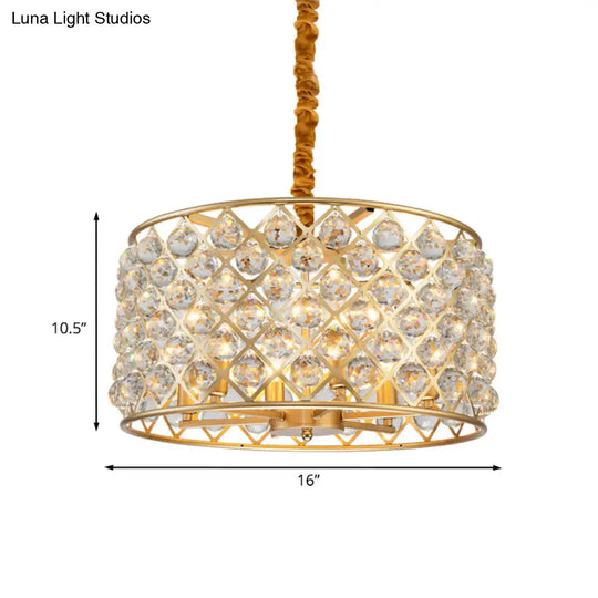 Gold Finish Diamond Lattice Crystal Ball Pendulum Chandelier - 6-Light Minimalist Ceiling Light For