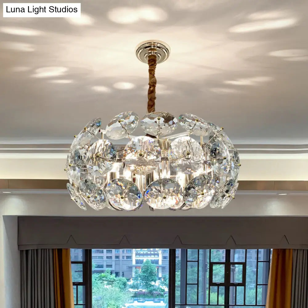 Minimalist Clear Crystal 8-Head Hanging Pendant Ceiling Chandelier For Bedroom