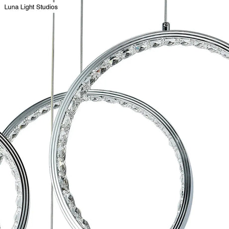 Minimalist 9-Light Circle Crystal Cluster Pendant Light In Warm Nickel Finish