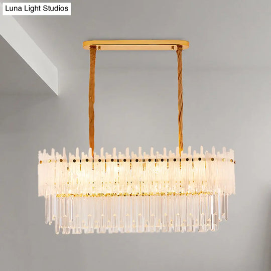 Minimalist 9-Light Crystal Chandelier For Dining Room - Clear Island Lighting