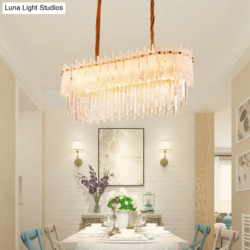 Minimalist 9-Light Crystal Chandelier For Dining Room - Clear Island Lighting