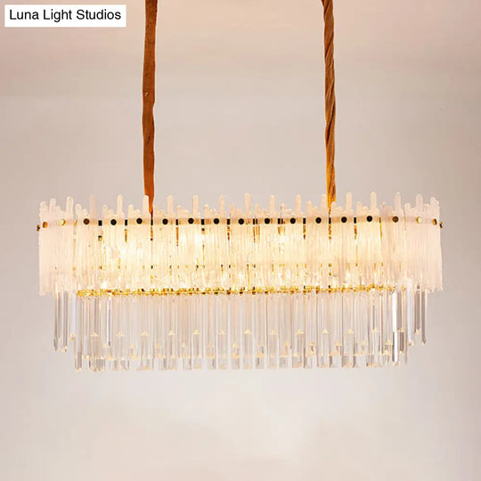 Minimalist 9-Light Crystal Chandelier For Dining Room - Clear Island Lighting