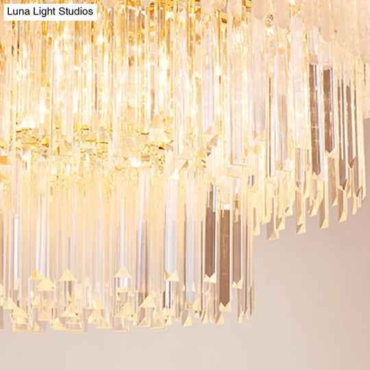 Minimalist 9-Light Crystal Chandelier For Dining Room - Clear Island Lighting