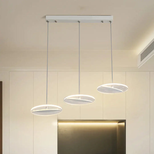 Minimalist Acrylic 3-Head Led Ceiling Pendant In White/Black/Gold - Dining Room Fixture White