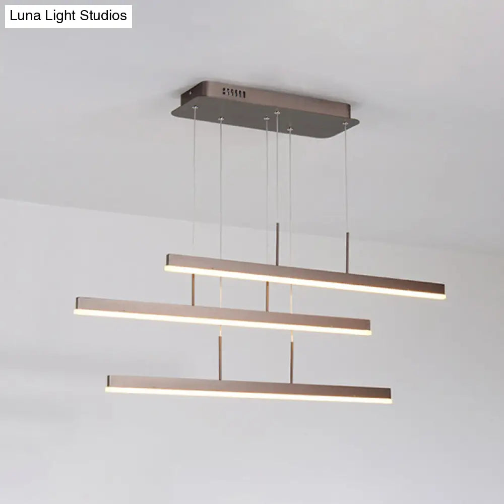 Minimalist Acrylic 3-Tiered Pendant Light For Dining Room Or Kitchen Island - Coffee With Led