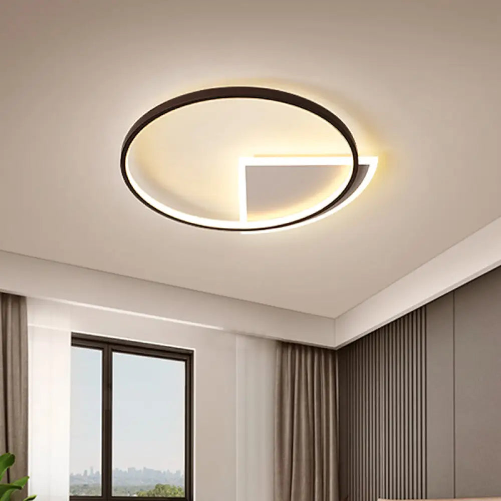 Minimalist Acrylic Ceiling Light: White & Black Led Flush For Bedroom