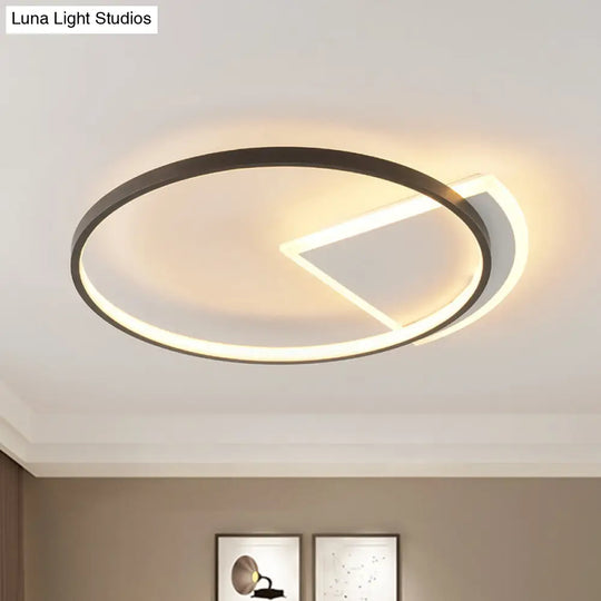 Minimalist Acrylic Ceiling Light: White & Black Led Flush For Bedroom