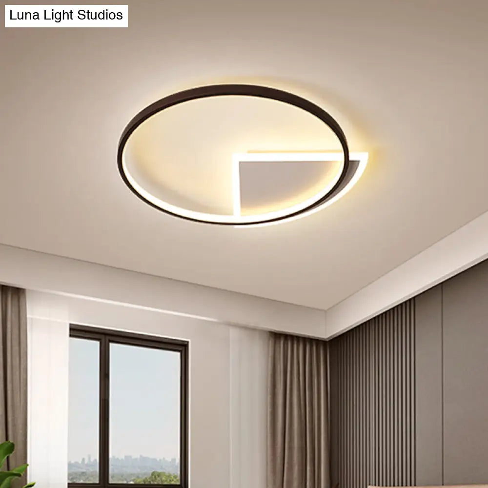 Minimalist Acrylic Ceiling Light: White & Black Led Flush For Bedroom