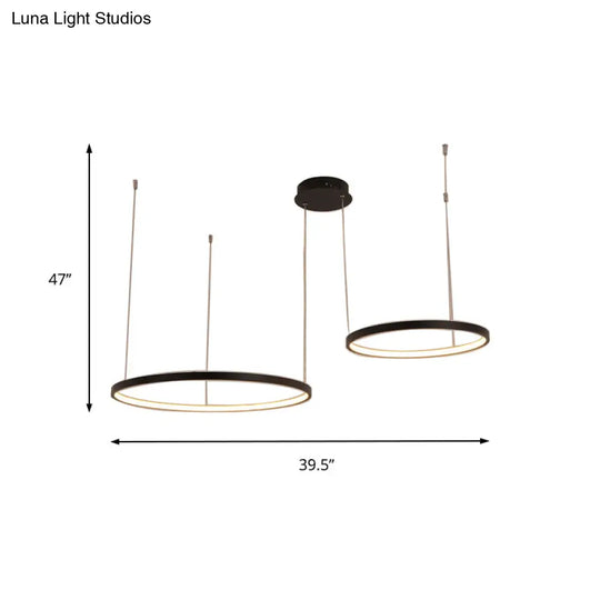 Minimalist Acrylic Chandelier Light - Black Circular Pendant Fixture (1/2/3 Lights) In White/Warm