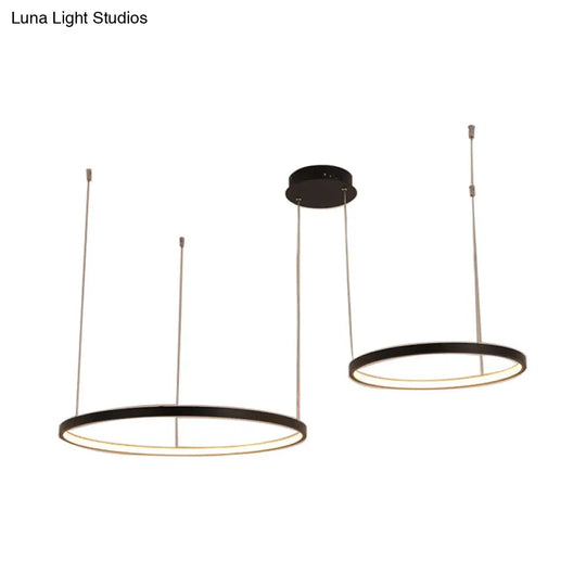 Minimalist Acrylic Chandelier Light - Black Circular Pendant Fixture (1/2/3 Lights) In White/Warm