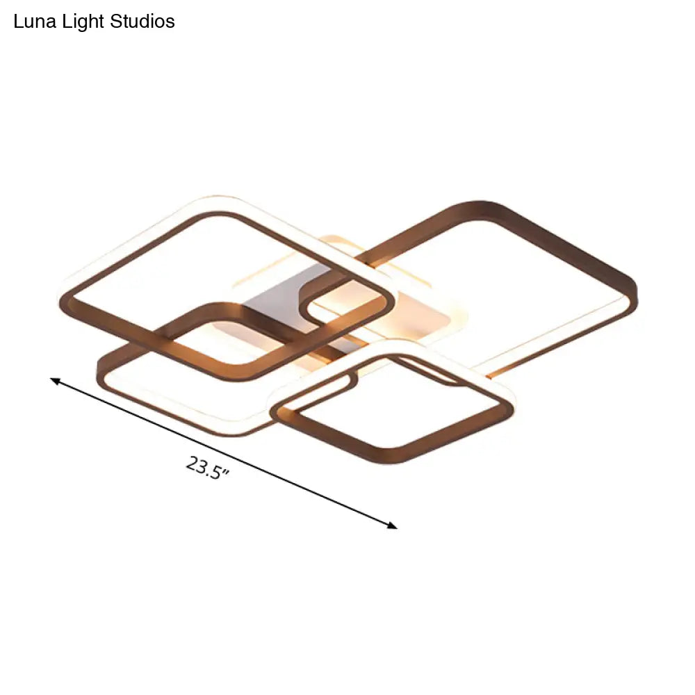 Minimalist Acrylic Flush Light - 4/7 Heads 23.5’/35.5’ Wide Brown Ceiling Lamp In Warm/White