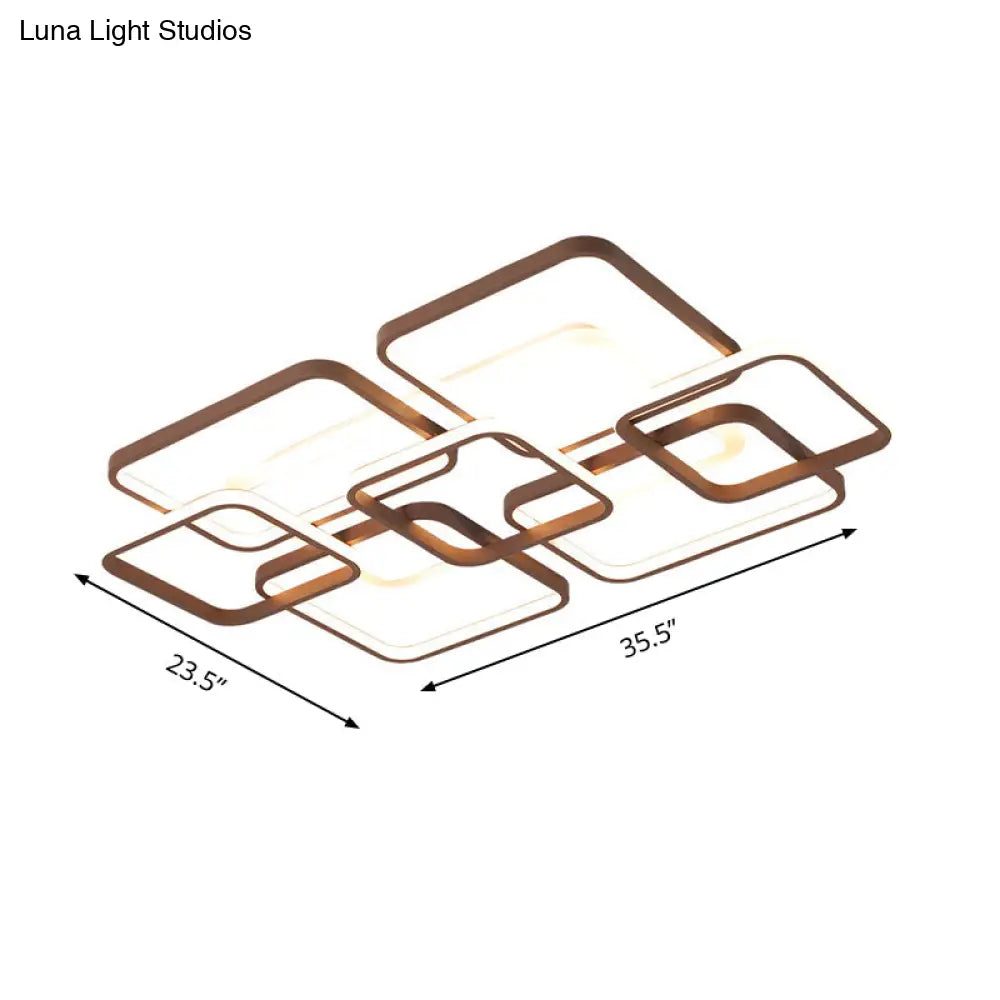 Minimalist Acrylic Flush Light - 4/7 Heads 23.5’/35.5’ Wide Brown Ceiling Lamp In Warm/White