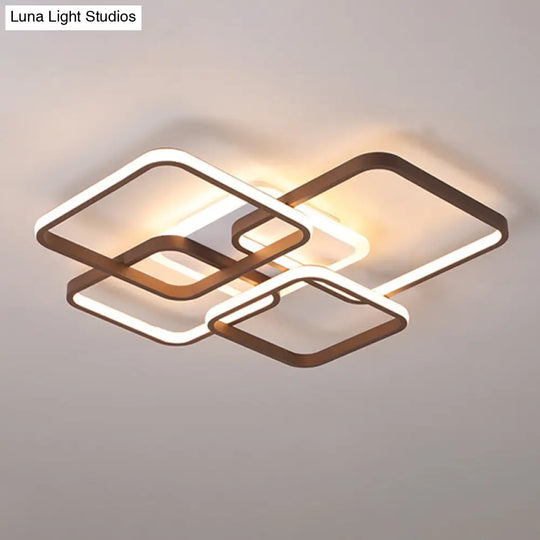Minimalist Acrylic Flush Light - 4/7 Heads 23.5/35.5 Wide Brown Ceiling Lamp In Warm/White / 23.5
