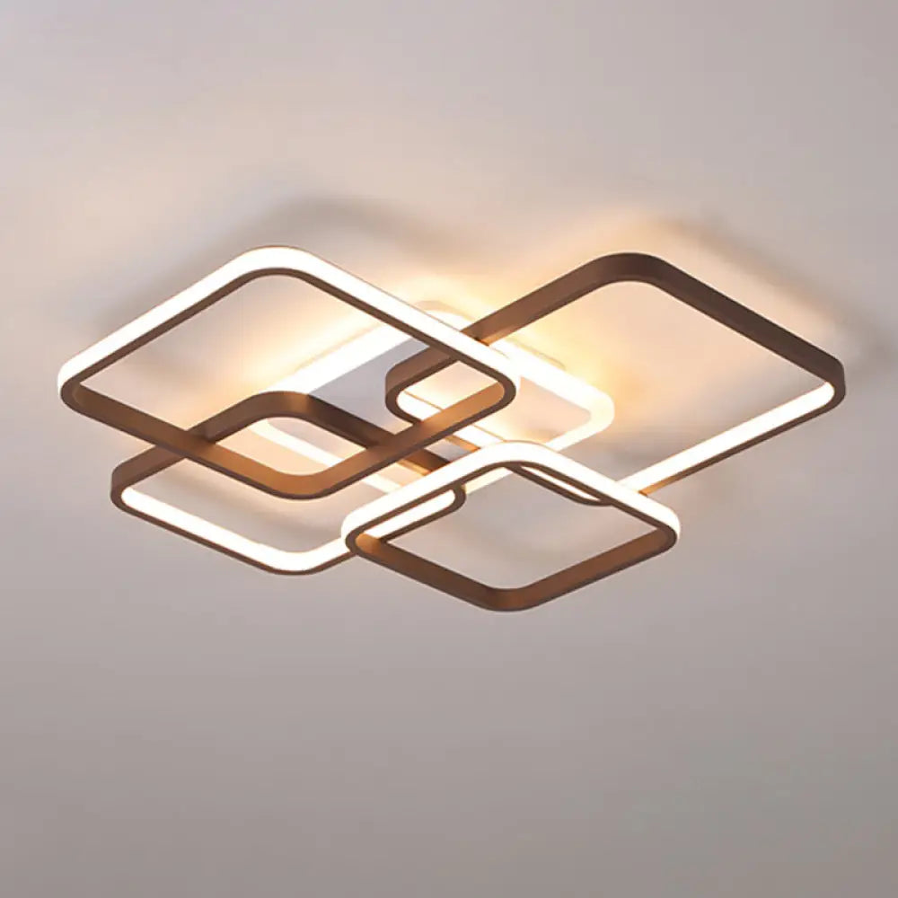 Minimalist Acrylic Flush Light - 4/7 Heads 23.5’/35.5’ Wide Brown Ceiling Lamp In Warm/White /