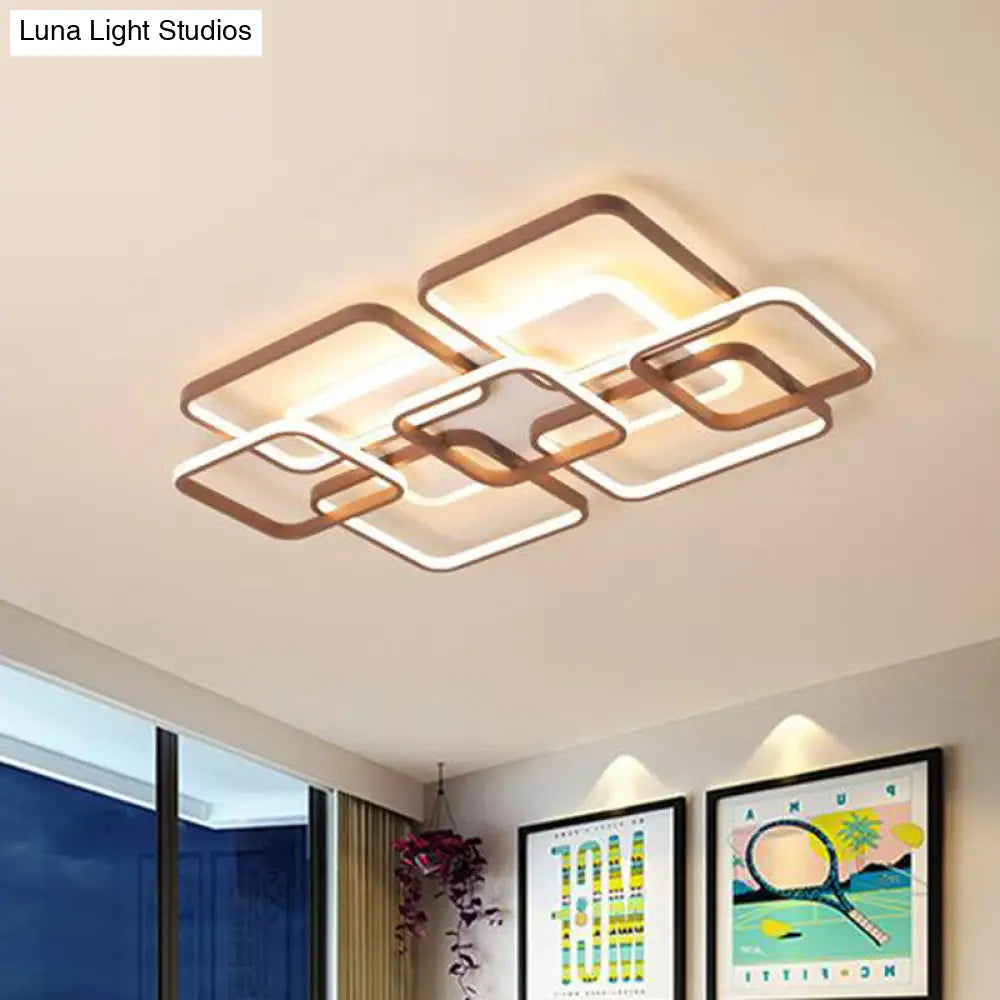 Minimalist Acrylic Flush Light - 4/7 Heads 23.5/35.5 Wide Brown Ceiling Lamp In Warm/White / 35.5