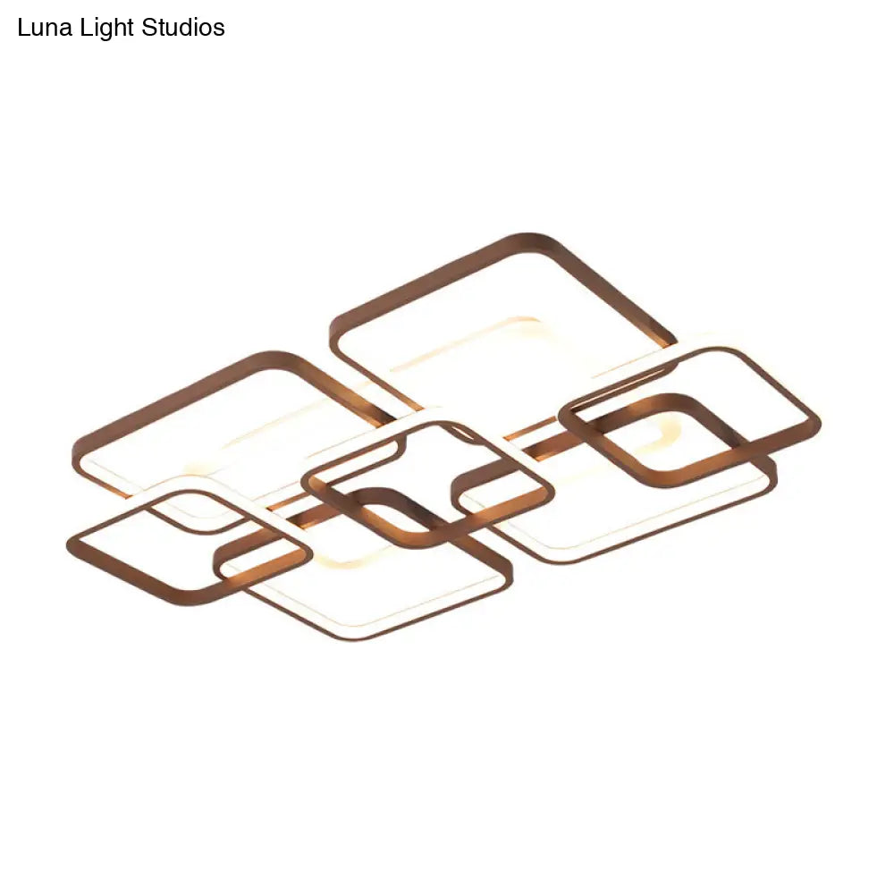 Minimalist Acrylic Flush Light - 4/7 Heads 23.5’/35.5’ Wide Brown Ceiling Lamp In Warm/White