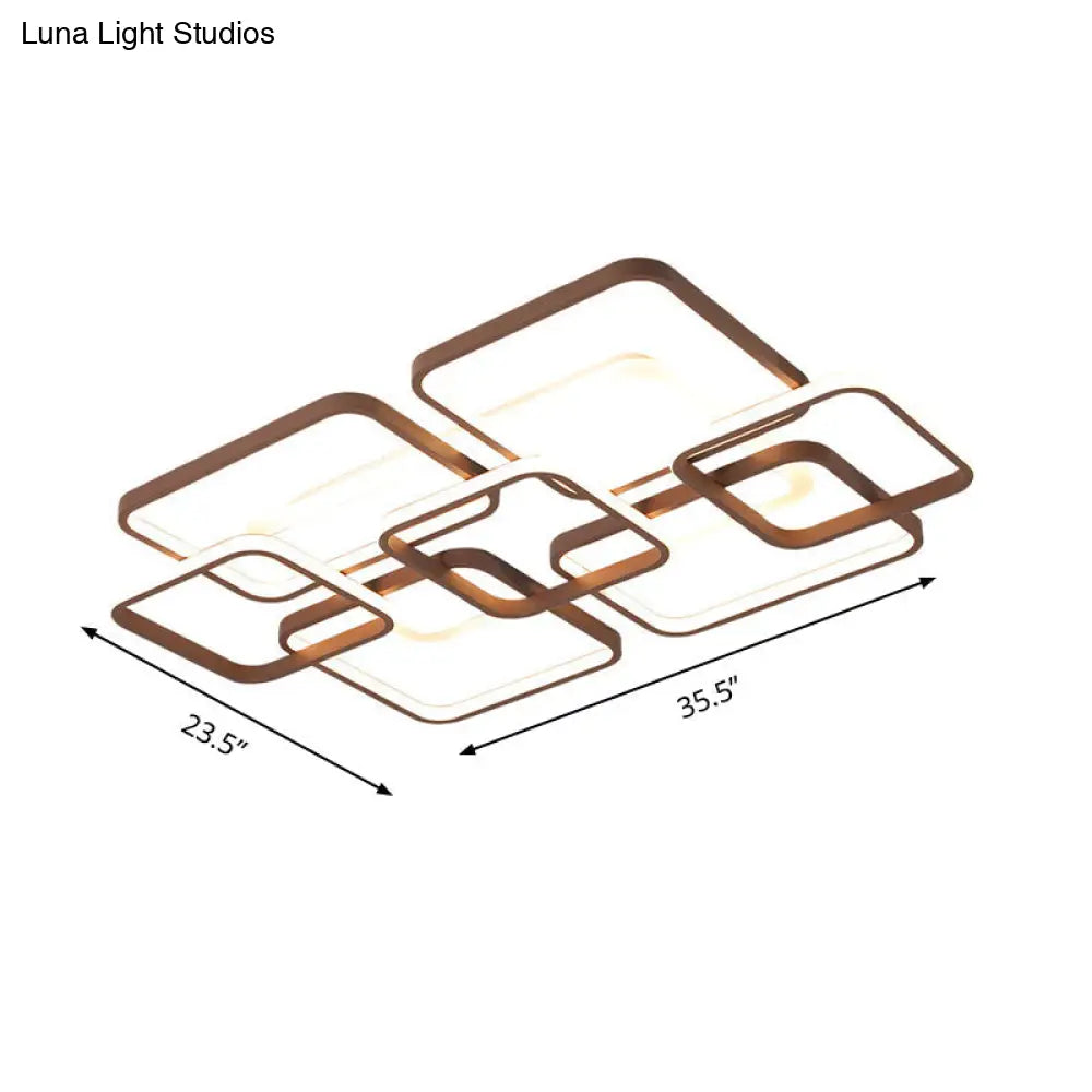 Minimalist Acrylic Flush Light - 4/7 Heads 23.5/35.5 Wide Brown Ceiling Lamp In Warm/White