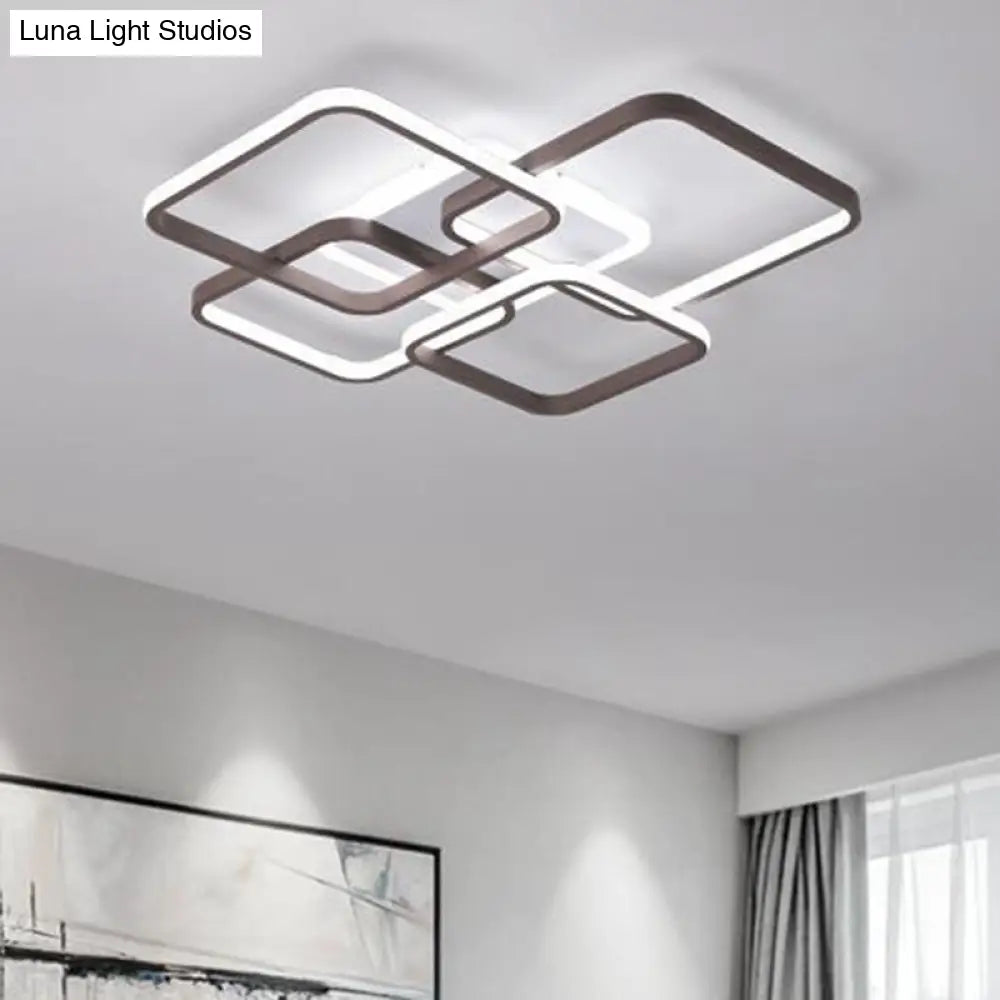 Minimalist Acrylic Flush Light - 4/7 Heads 23.5/35.5 Wide Brown Ceiling Lamp In Warm/White / 23.5