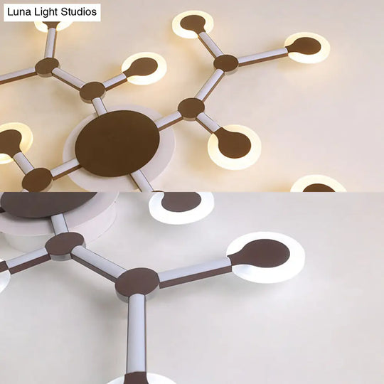 Minimalist Acrylic Flushmount Starburst Ceiling Light Fixture In Warm/White - 33.5/39 Wide Brown