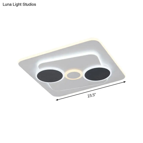 Minimalist Acrylic Geometric Ceiling Lamp - White/Gray Led Flush Mount Light For Bedroom