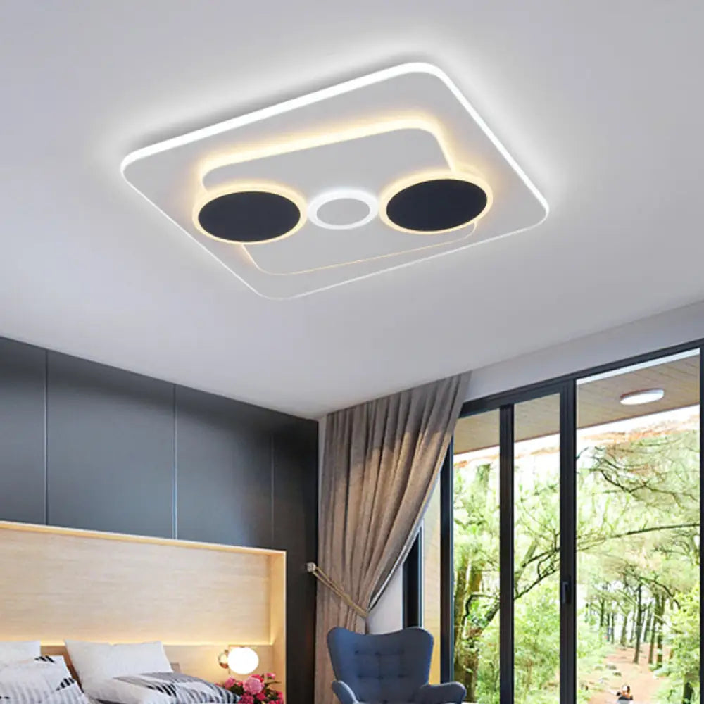 Minimalist Acrylic Geometric Ceiling Lamp - White/Gray Led Flush Mount Light For Bedroom White -