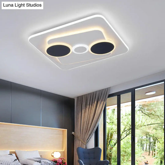 Minimalist Acrylic Geometric Ceiling Lamp - White/Gray Led Flush Mount Light For Bedroom White-Gray