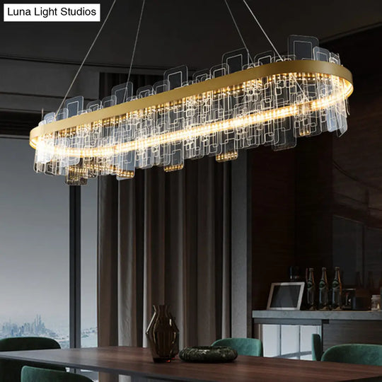 Minimalist Acrylic Gold Loop Led Chandelier Stylish Pendant Light For Living Room