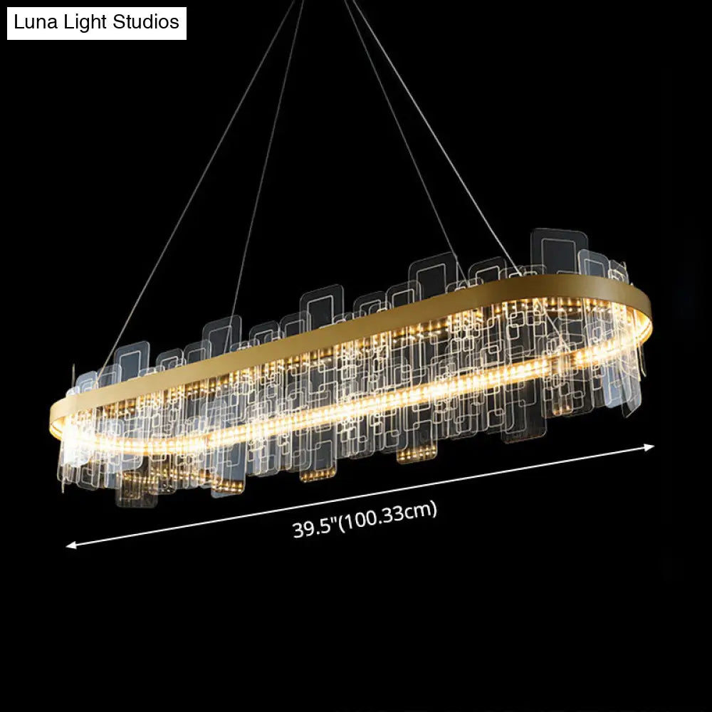 Minimalist Acrylic Gold Loop Led Chandelier Stylish Pendant Light For Living Room