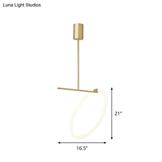 Minimalist Led Hoop Ceiling Pendant Lamp: Acrylic White & Gold Fixture For Table