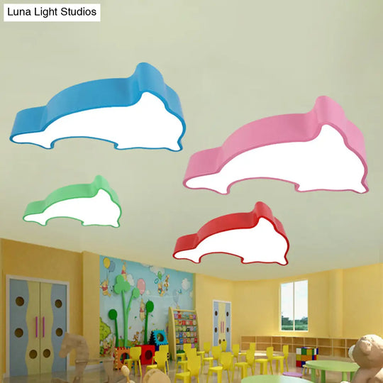 Minimalist Acrylic Kindergarten Led Flush Ceiling Light Fixture - Dolphin