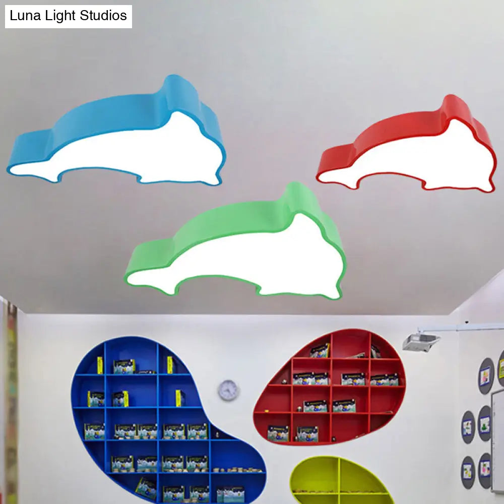 Minimalist Acrylic Kindergarten Led Flush Ceiling Light Fixture - Dolphin