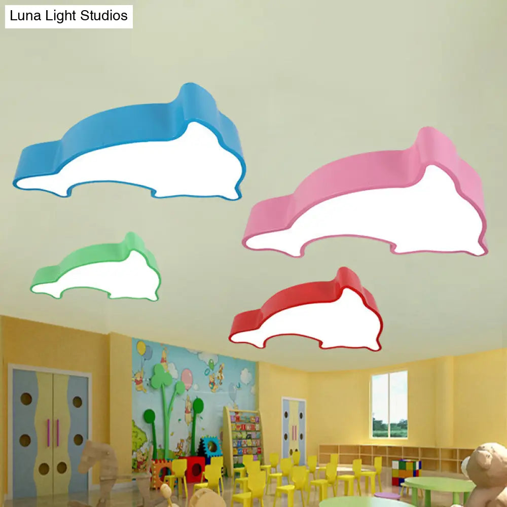 Minimalist Acrylic Kindergarten Led Flush Ceiling Light Fixture - Dolphin