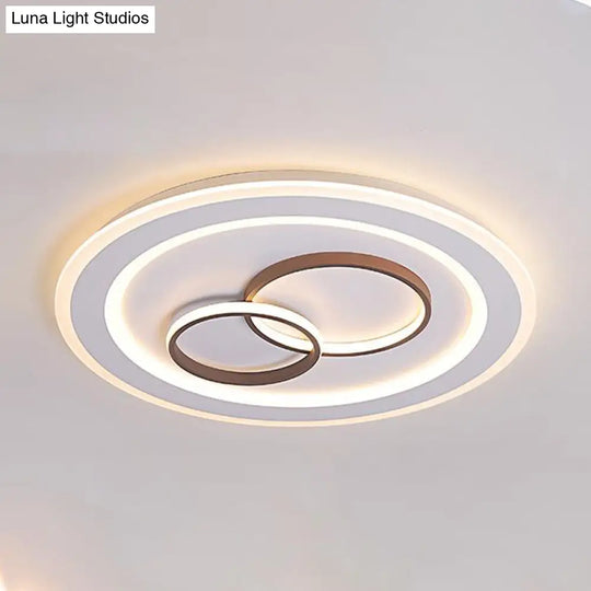Minimalist Acrylic Led Bedroom Ceiling Lamp In White - 24.5’/31’ Wide Circle Flush Mount Lighting