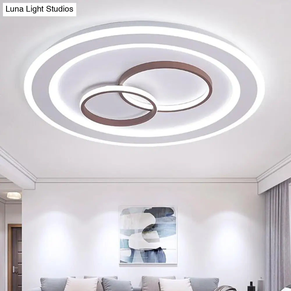 Minimalist Acrylic Led Bedroom Ceiling Lamp In White - 24.5’/31’ Wide Circle Flush Mount Lighting