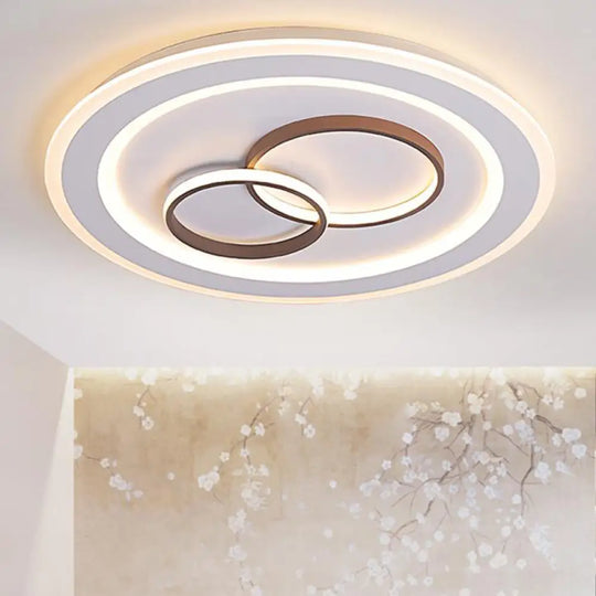 Minimalist Acrylic Led Bedroom Ceiling Lamp In White - 24.5/31 Wide Circle Flush Mount Lighting /