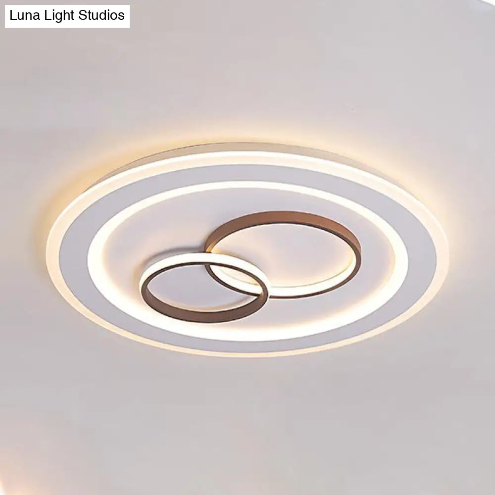 Minimalist Acrylic Led Bedroom Ceiling Lamp In White - 24.5/31 Wide Circle Flush Mount Lighting