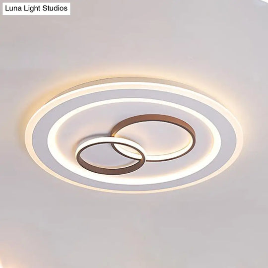 Minimalist Acrylic Led Bedroom Ceiling Lamp In White - 24.5/31 Wide Circle Flush Mount Lighting