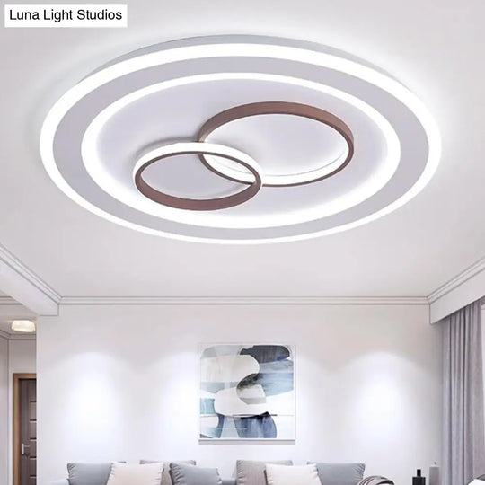 Minimalist Acrylic Led Bedroom Ceiling Lamp In White - 24.5/31 Wide Circle Flush Mount Lighting