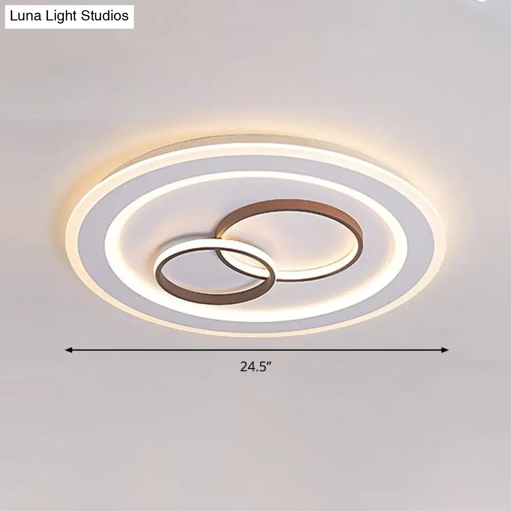 Minimalist Acrylic Led Bedroom Ceiling Lamp In White - 24.5’/31’ Wide Circle Flush Mount Lighting